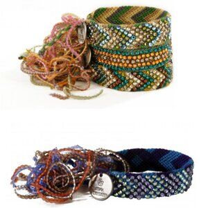 Silvia Tcherassi Wayuu Braided Bracelet Purple Blue Swarovski Crystal Elements